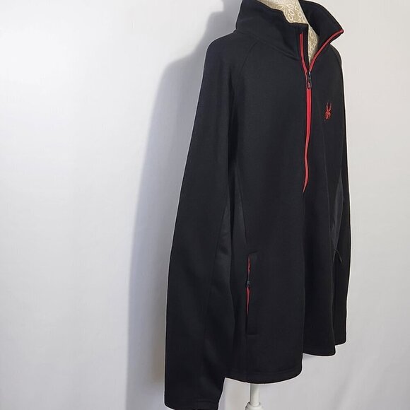 Spyder Men's Black SZ XL Front Full Zip Logo Hand Pockets Sports Jacket Outdoor - Picture 7 of 15